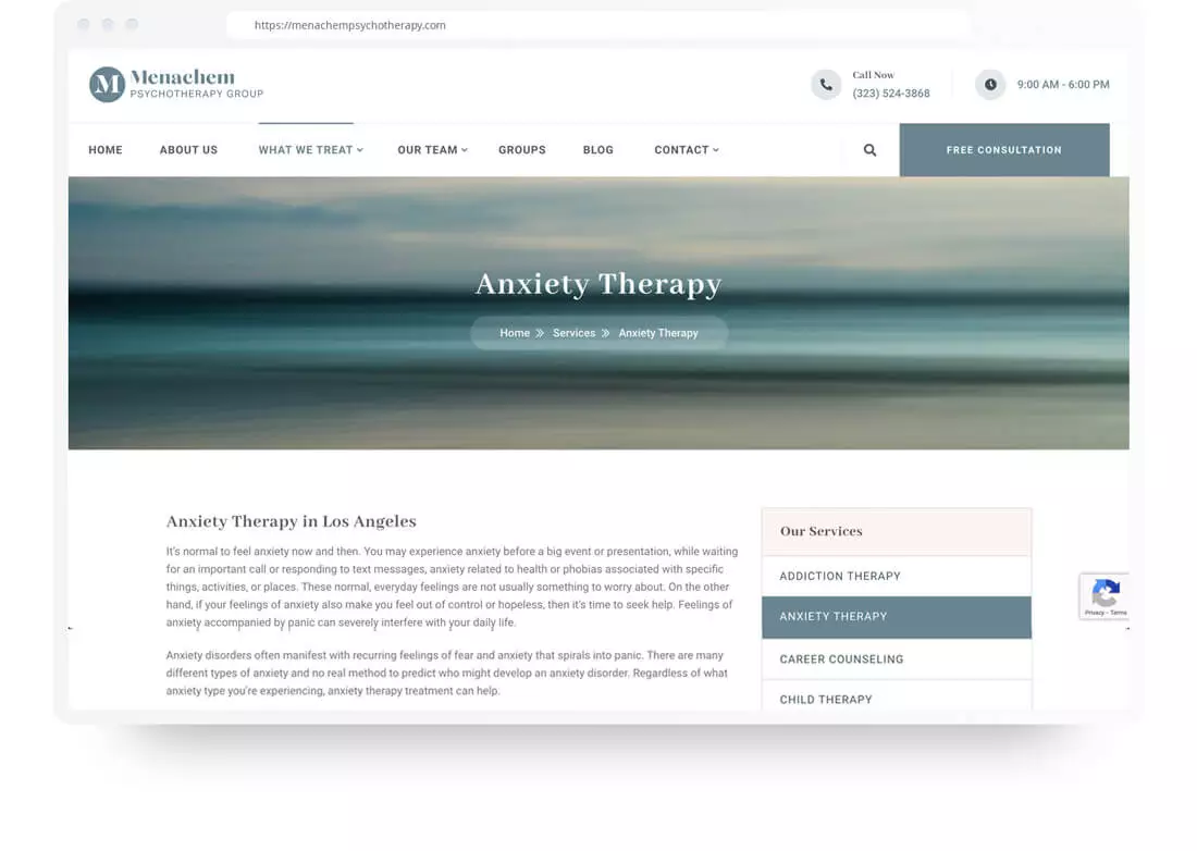 Menachem Psychotherapy Group - Web Design