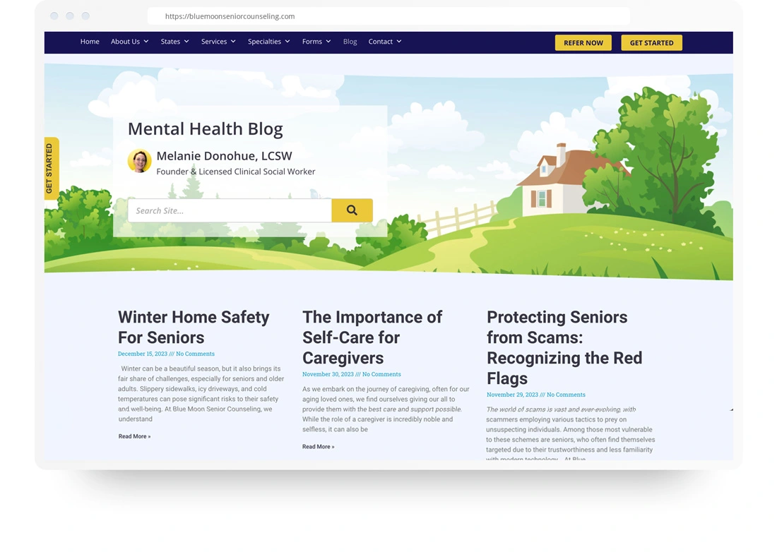 Website Design - Blue Moon Senior Counseling