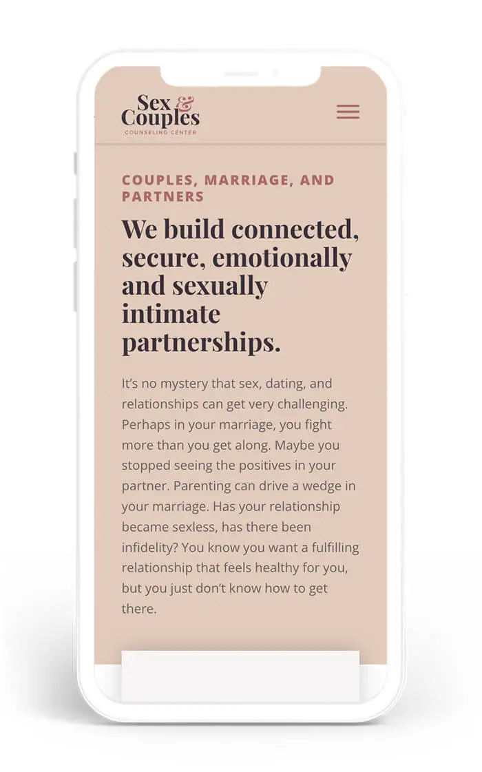 Sex and Couples Counseling Web Design and Development - Mobile