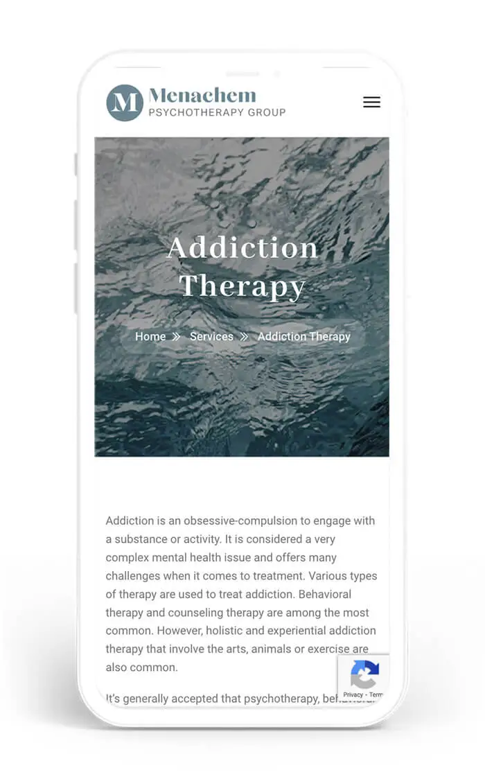 Menachem Psychotherapy Group - Web Design - mobile