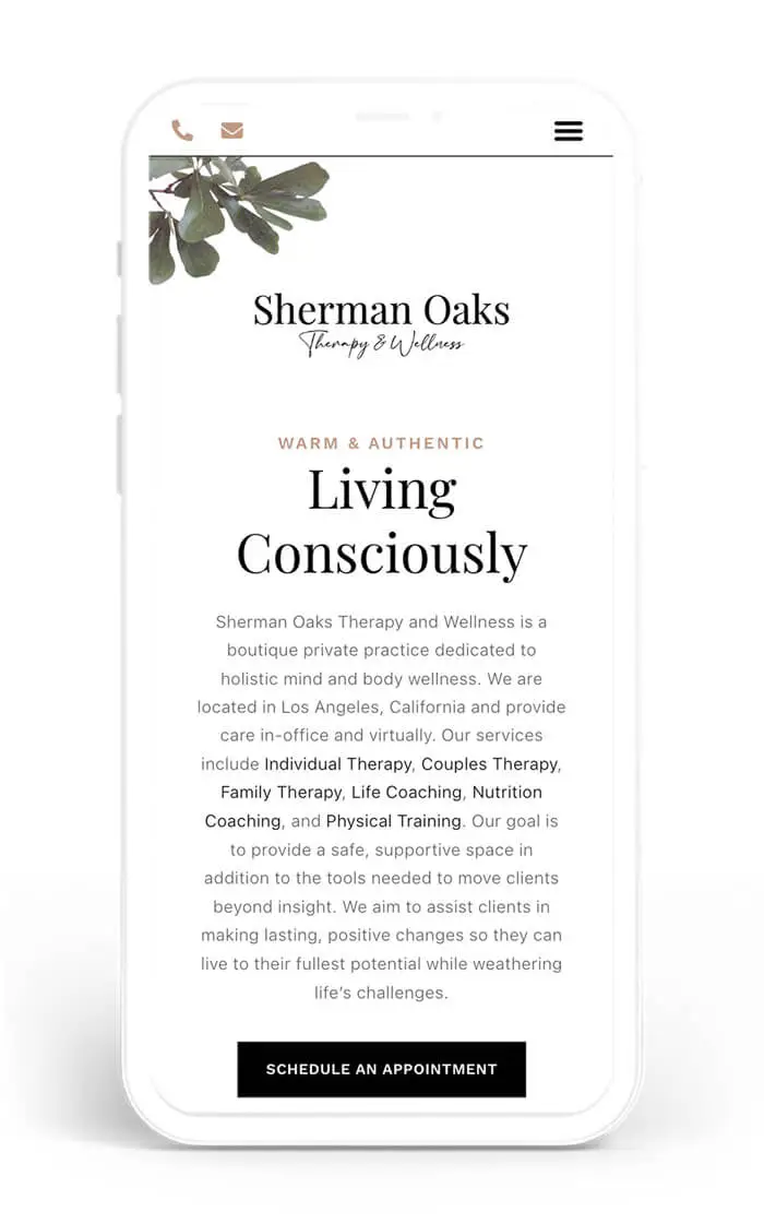 Sherman Oaks Therapy Website Design and Development - Mobile